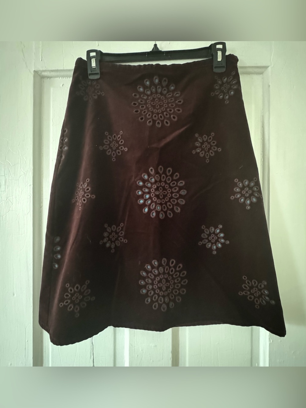 Boden suede laser-cut midi skirt